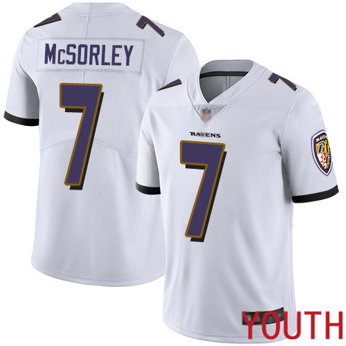 Baltimore Ravens Limited White Youth Trace McSorley Road Jersey NFL Football #7 Vapor Untouchable->youth nfl jersey->Youth Jersey